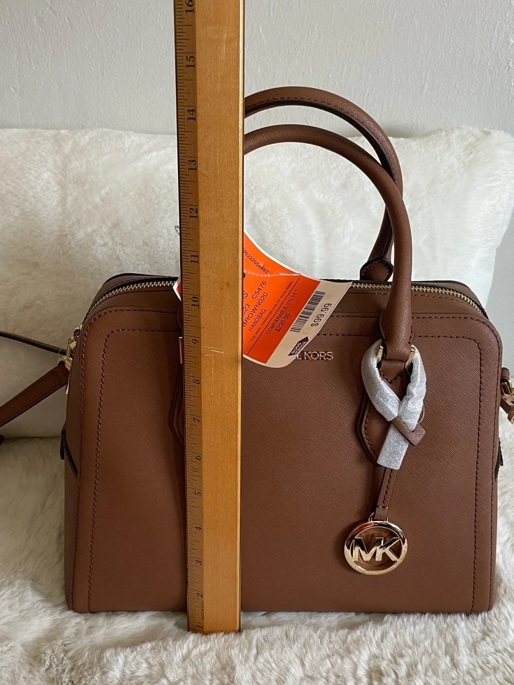 NWT Michael Kors Brown Saffiano Satchel with Gold Hardware